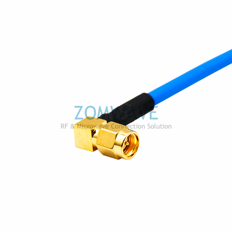  SMA Male Right Angle to SMA Male Right Angle, Formable .141''RG402 Cable, 12G