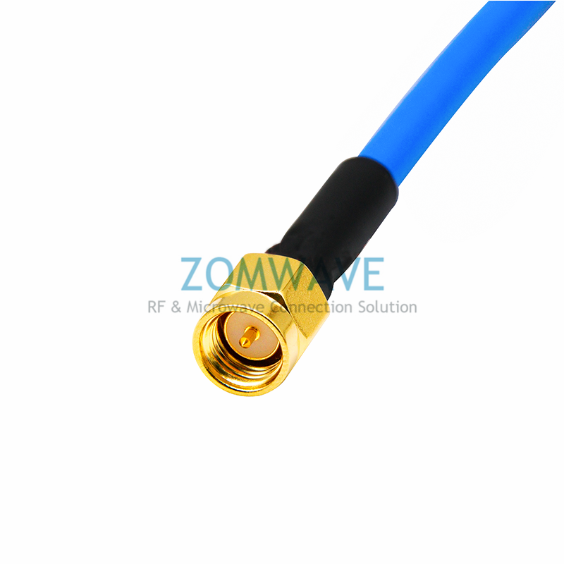 SMA Male Straight to SMA Male Right Angle, Formable .141''RG402 Cable, 12GHz