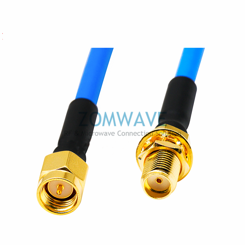 SMA Male to SMA Female Bulkhead, Formable .141''RG402 Cable, 12GHz