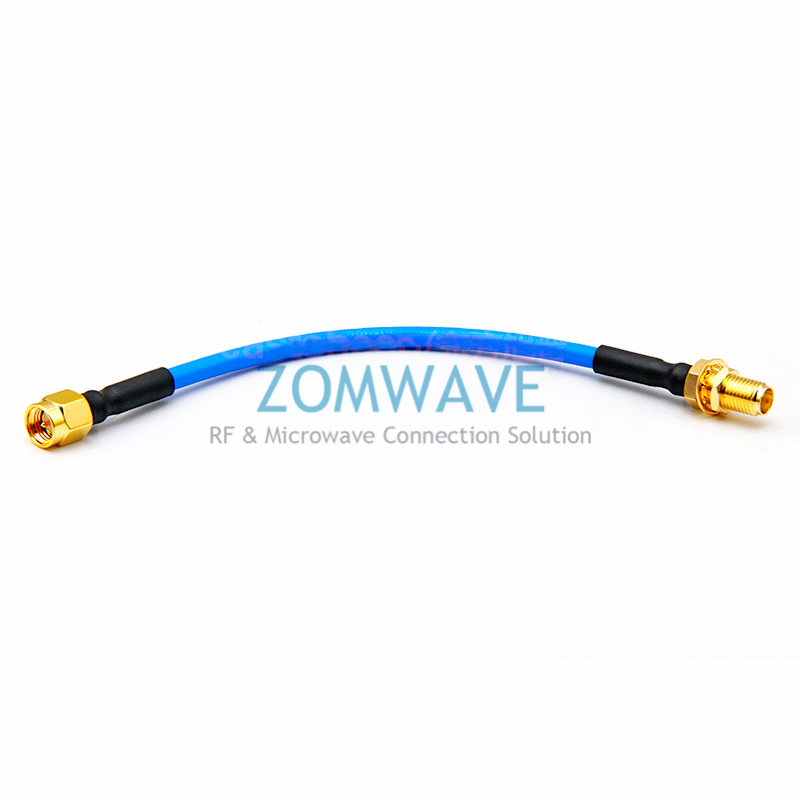 SMA Male to SMA Female Bulkhead, Formable .141''RG402 Cable, 12GHz