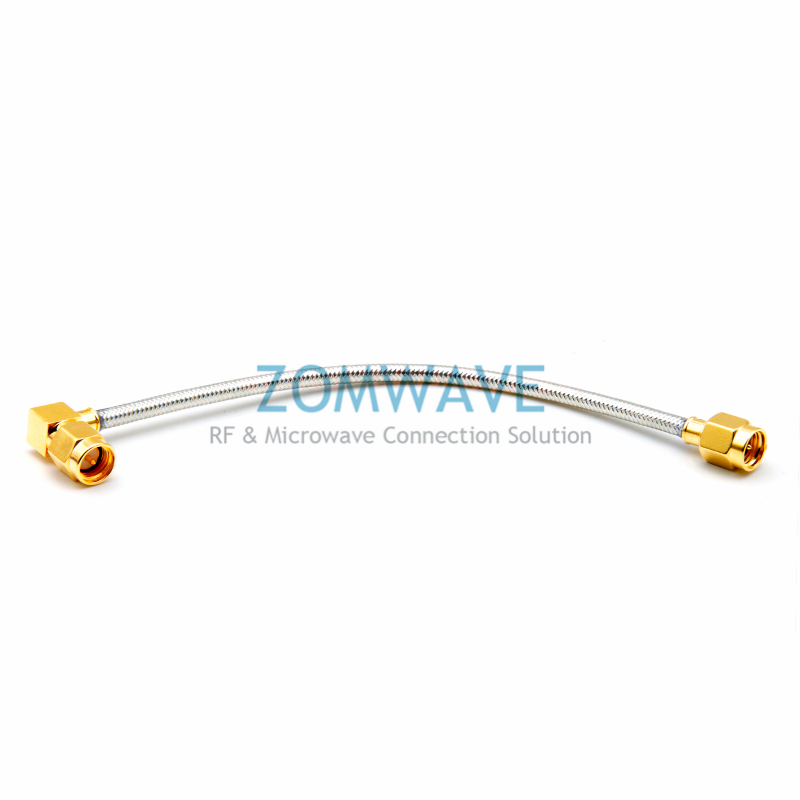 SMA Male to SMA Male Right Angle, Formable .141''RG402 Cable Without Jacket, 12G