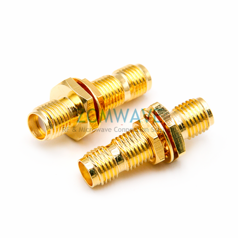 SMA Female to SMA Female Bulkhead Waterproof Adapter, 24mm Length, 6GHz