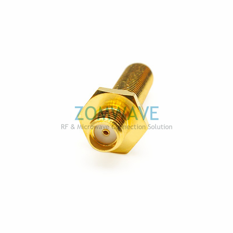 SMA Female to SMA Female Bulkhead Waterproof Adapter, 30mm Length, 6GHz