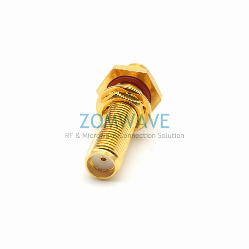 SMA Female to SMA Female Bulkhead Waterproof Adapter, 30mm Length, 6GHz