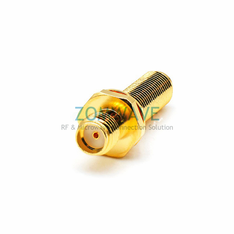 SMA Female to SMA Female Bulkhead Waterproof Adapter, 37.5mm Length, 18GHz