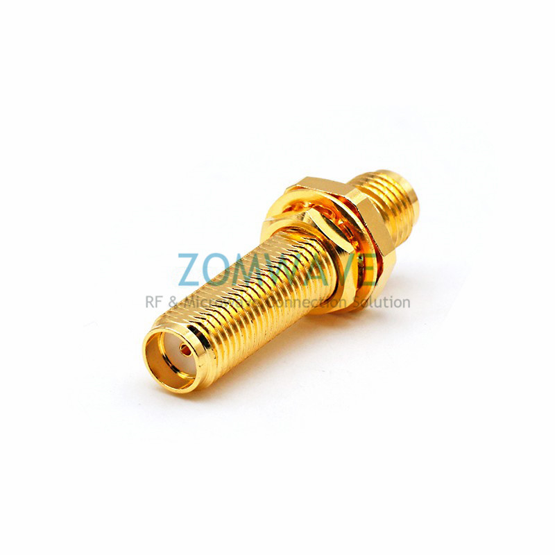 SMA Female to SMA Female Bulkhead Waterproof Adapter, 37.5mm Length, 18GHz