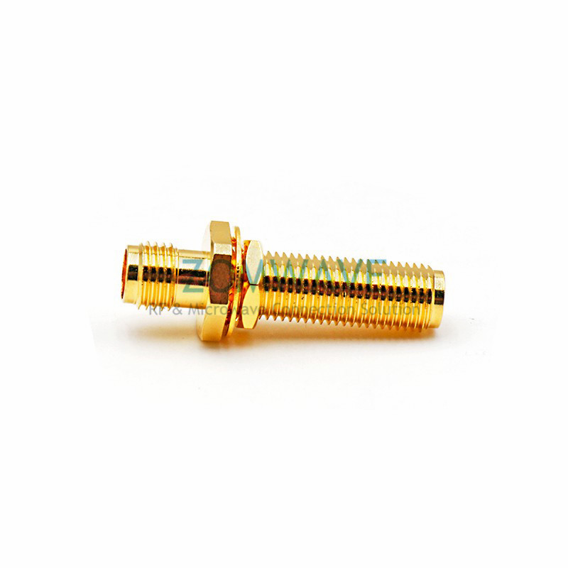 SMA Female to SMA Female Bulkhead Waterproof Adapter, 37.5mm Length, 18GHz