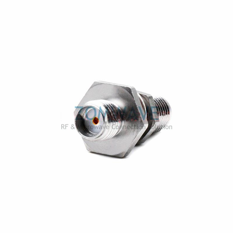 SMA Female to SMA Female Bulkhead Waterproof Adapter, Stainless Steel, 18GHz