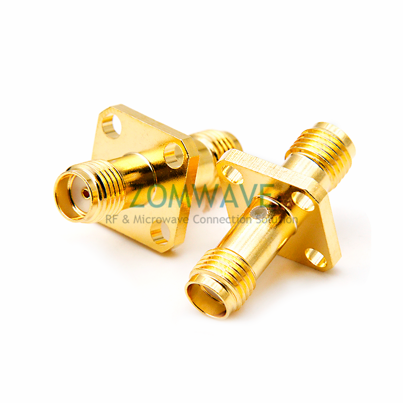 SMA Female to SMA Female Adapter, 4-hole Flange, 6GHz