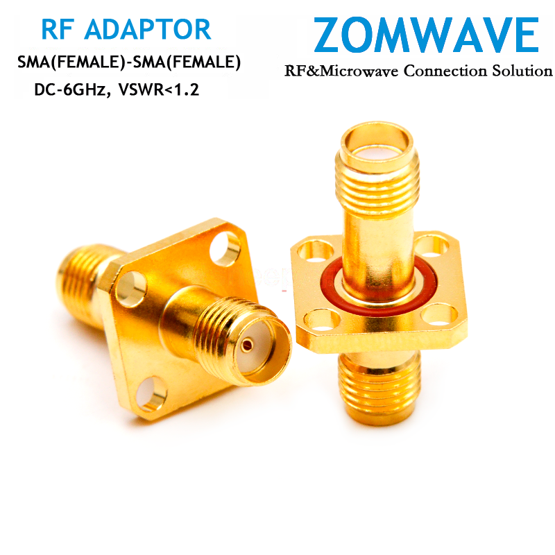 SMA Female to SMA Female Waterproof Adapter, 4-hole Flange, 6GHz