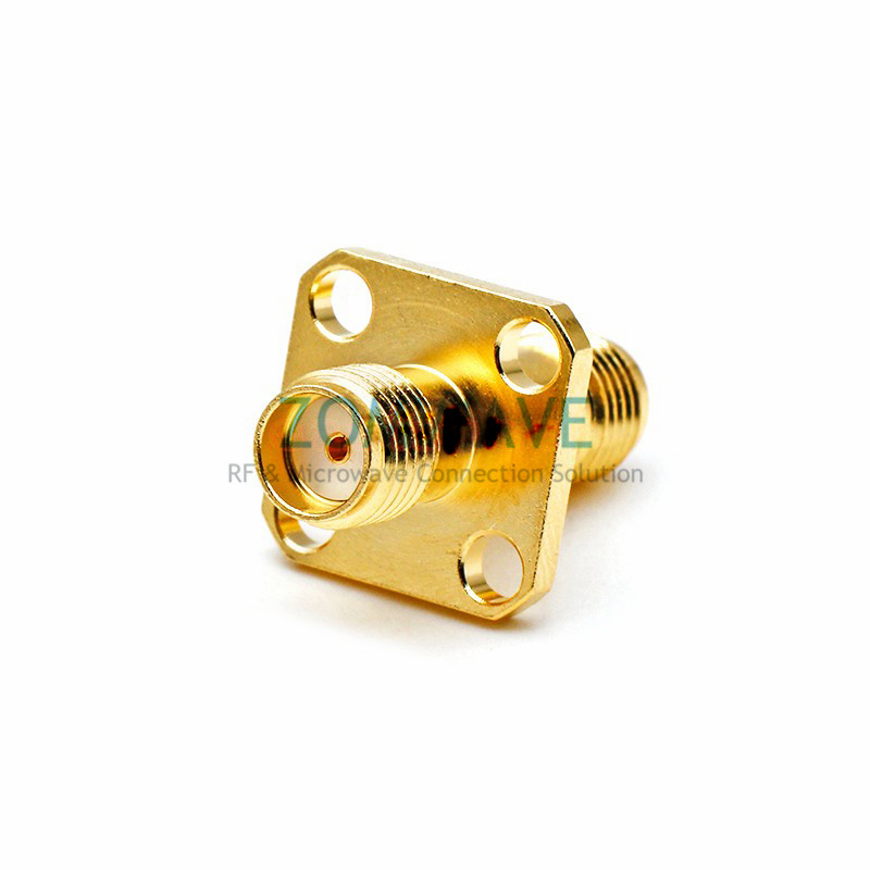 SMA Female to SMA Female Adapter, 4-hole Flange, 18GHz