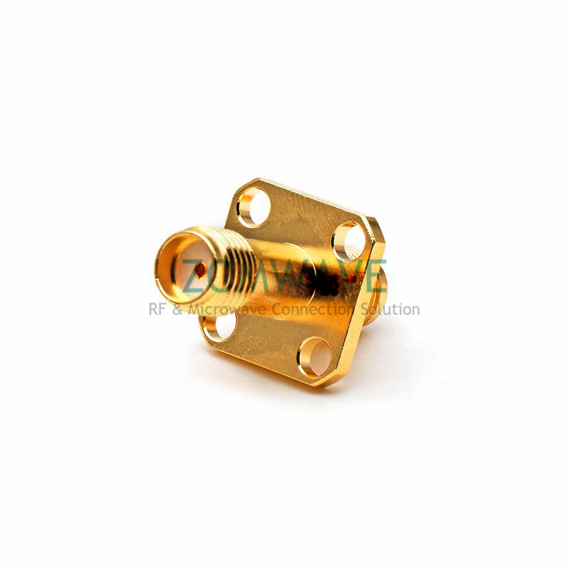 SMA Female to SMA Female Adapter, 4-hole Flange, 18GHz