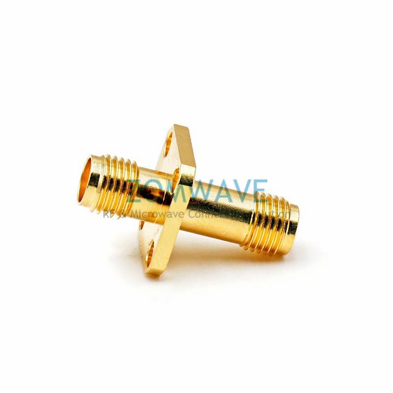 SMA Female to SMA Female Adapter, 4-hole Flange, 18GHz