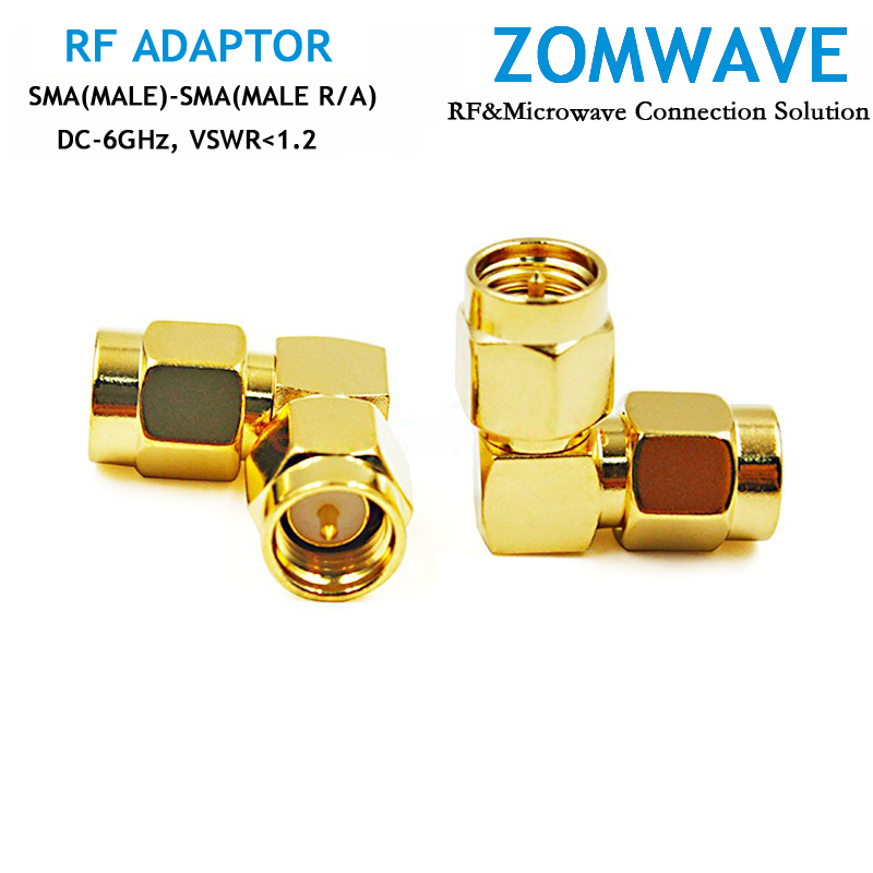 SMA Male to SMA Male Right Angle Adapter, 6GHz