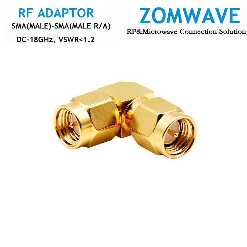 SMA Male to SMA Male Right Angle Adapter, 18GHz