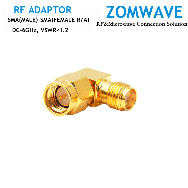 SMA Male to SMA Female Right Angle Adapter, 6GHz