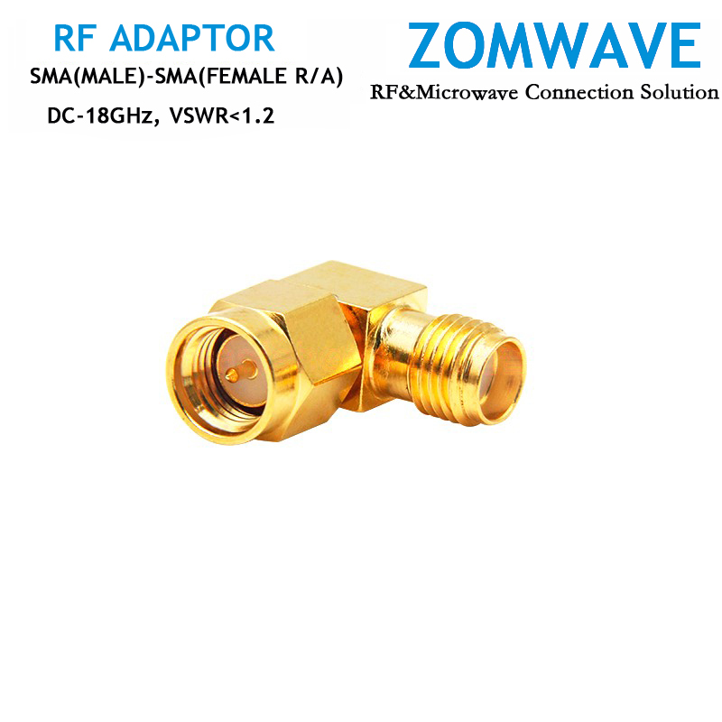 SMA Male to SMA Female Right Angle Adapter, 18GHz