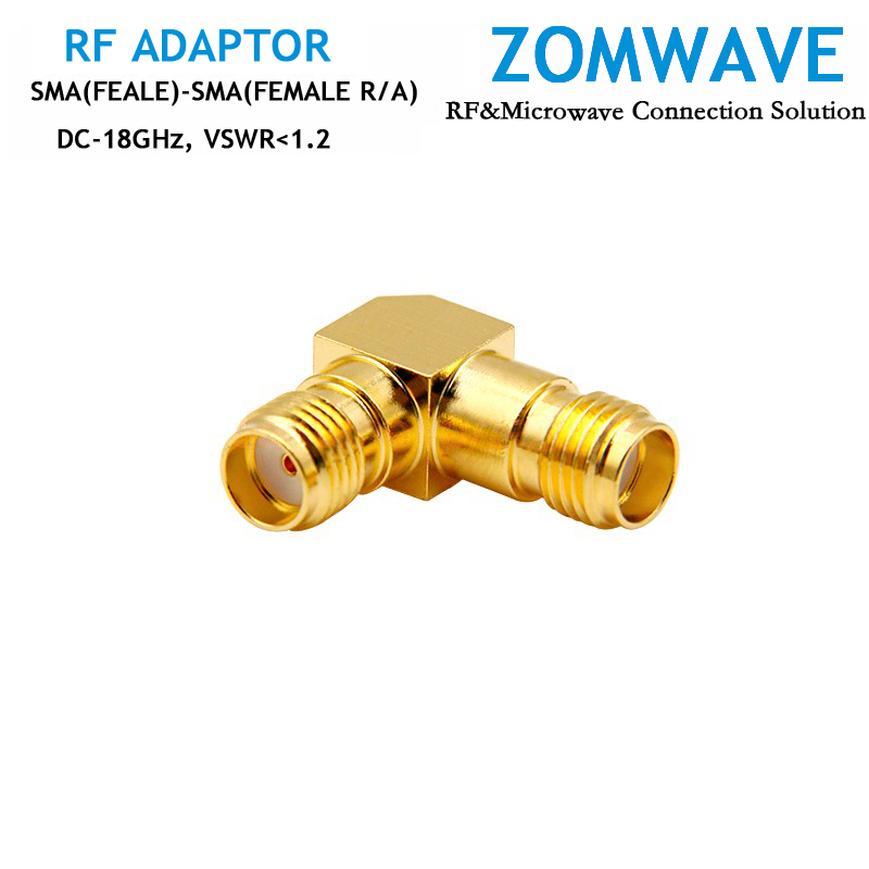 SMA Female to SMA Female Right Angle Adapter, 18GHz