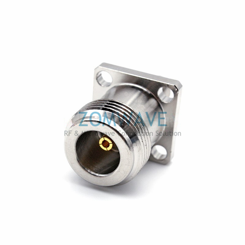 SMA Female to N Type Female Adapter,Small 4 Hole Flange, 11GHz