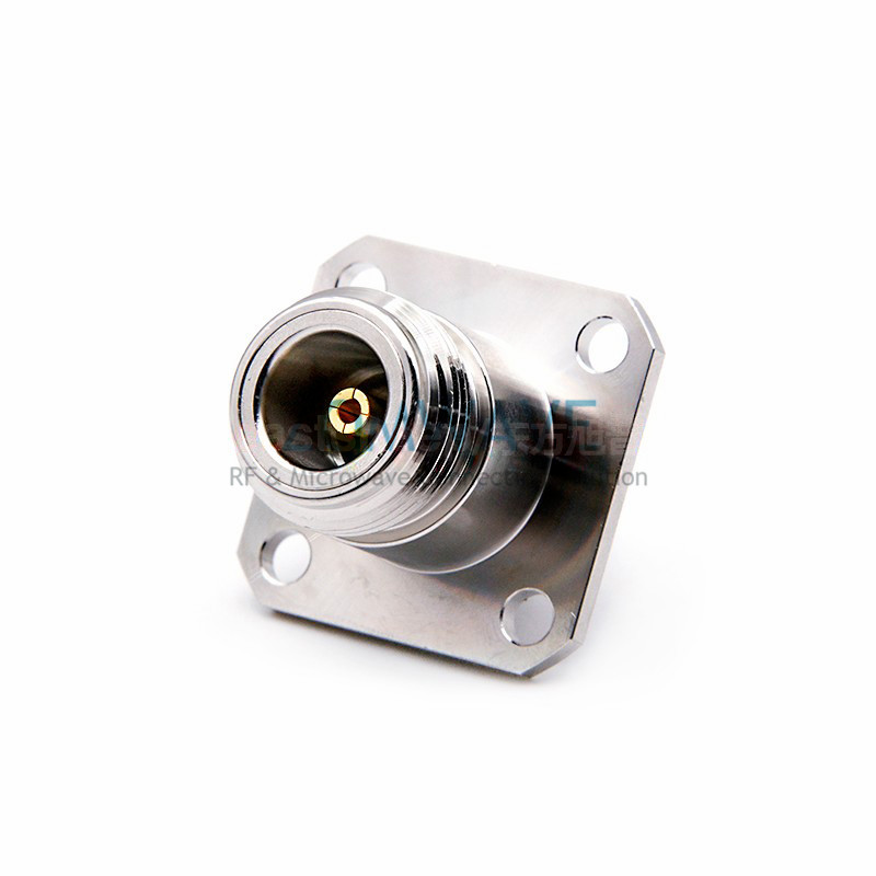 SMA Female to N Type Female Adapter, 4 Hole Flange, 18GHz