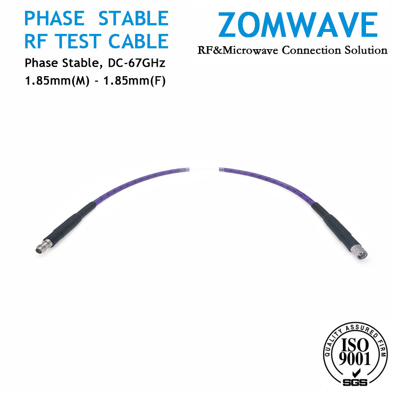 1.85mm Male to 1.85mm Female Mircrowave Test Cable, Low Loss Phase-Stable, 67GHz