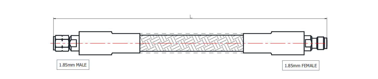1.85mm male to female, phase stable microwave test cable, rf test cable