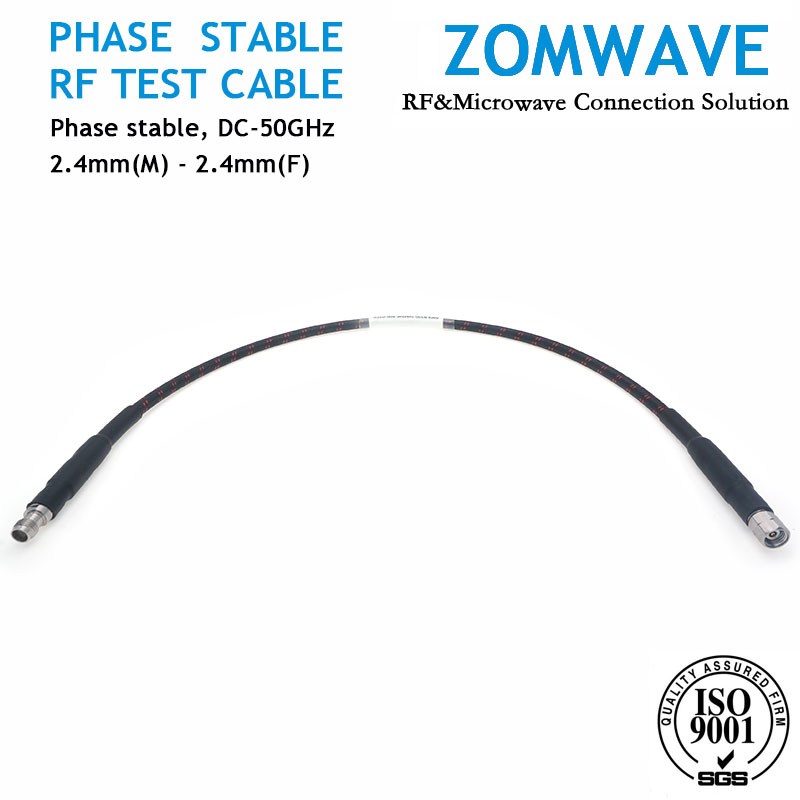 2.4mm Male to 2.4mm Female Mircrowave Test Cable, Low Loss Phase-Stable, 50GHz