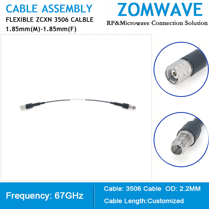 1.85mm Male to 1.85mm Female, Flexible ZCXN 3506 Cable, 67GHz