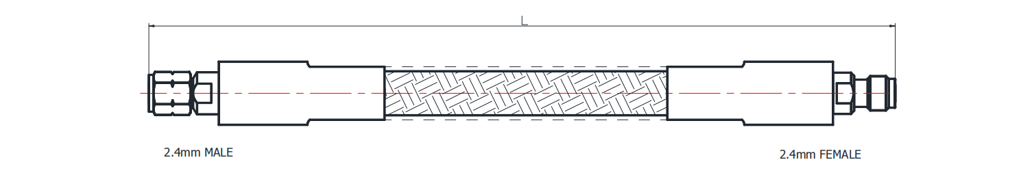 2.4mm male to female, custom coax cable assembly