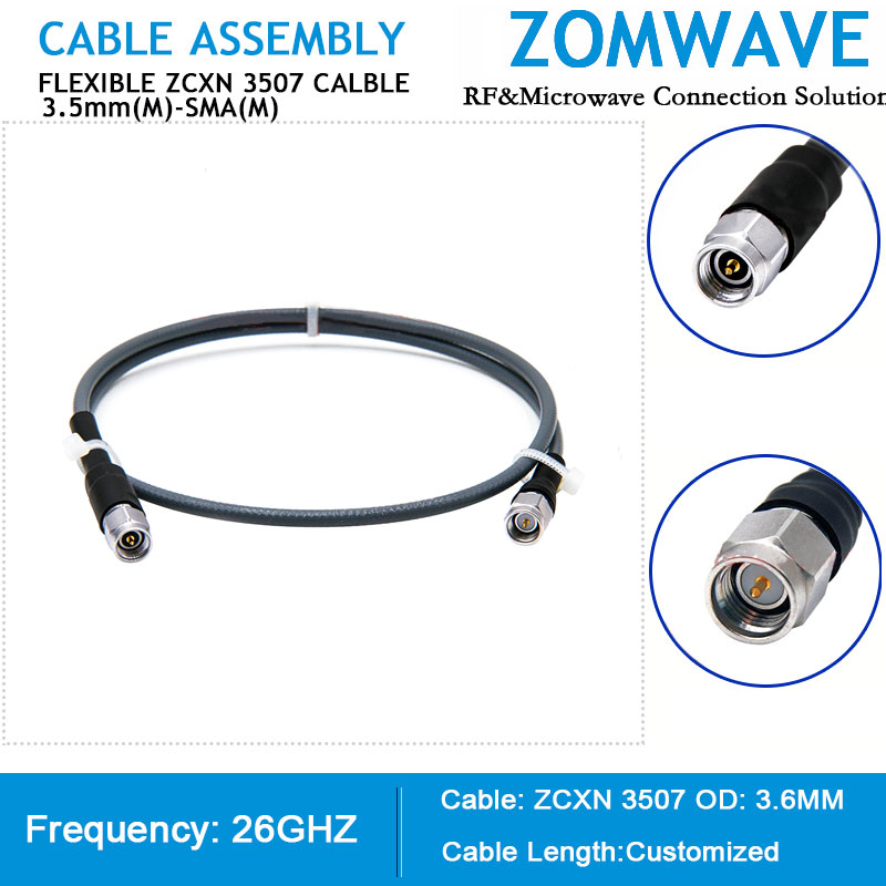 3.5mm Male to SMA Male, Flexible ZCXN 3507 Cable, 26GHz