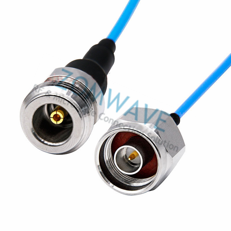 N Type Male to N Type Female, Flexible .086''/SS405 Cable, 18GHz