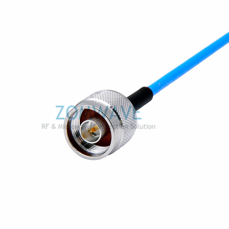 N Type Male RA to N Type Male Right Angle, Formable .141''/RG402 Cable, 6GHZ