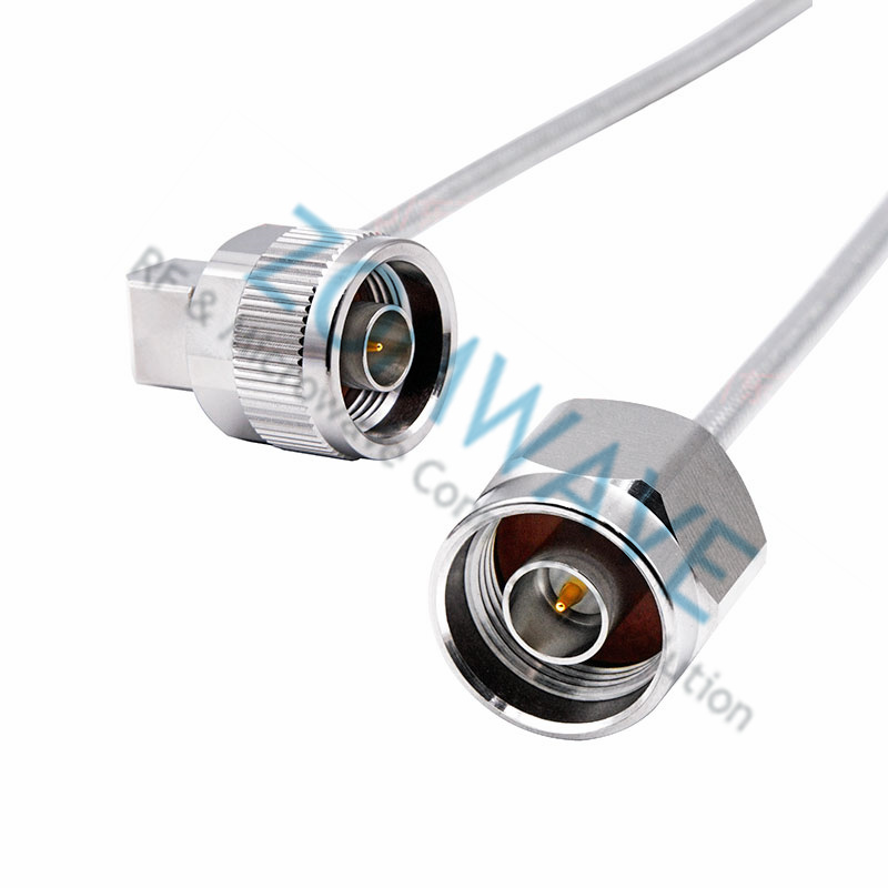 N Male to N Male Right Angle, Formable 141''/RG402 Cable Without Jack, 18GHZ