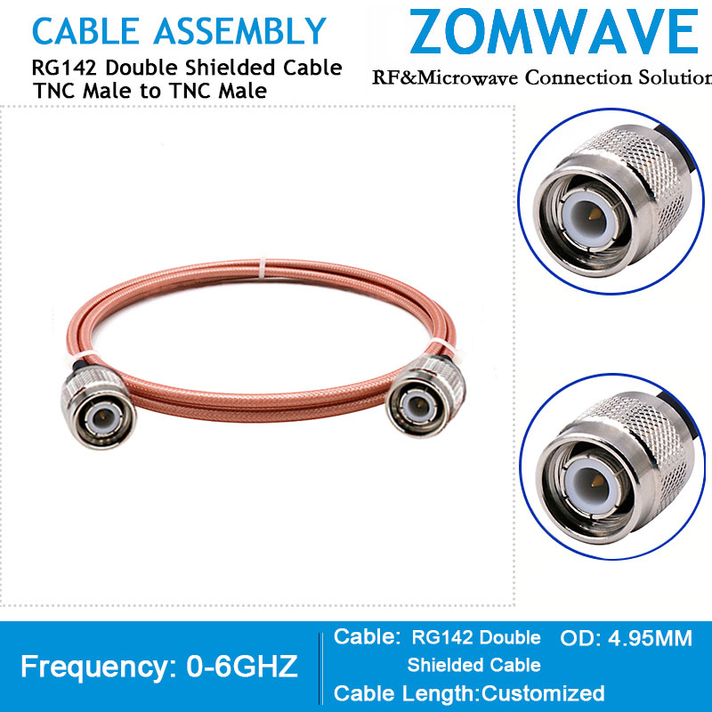 TNC Male to TNC Male, RG142 Double Shielded Cable, 6GHz