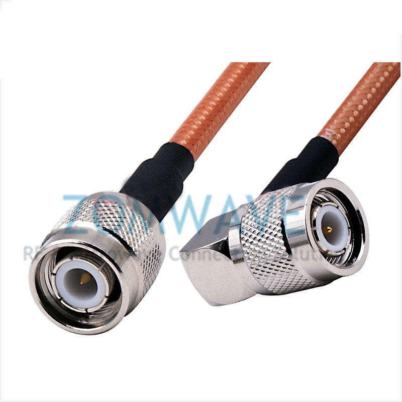 TNC Male to TNC Male Right Angle, RG142 Double Shielded Cable, 6GHz