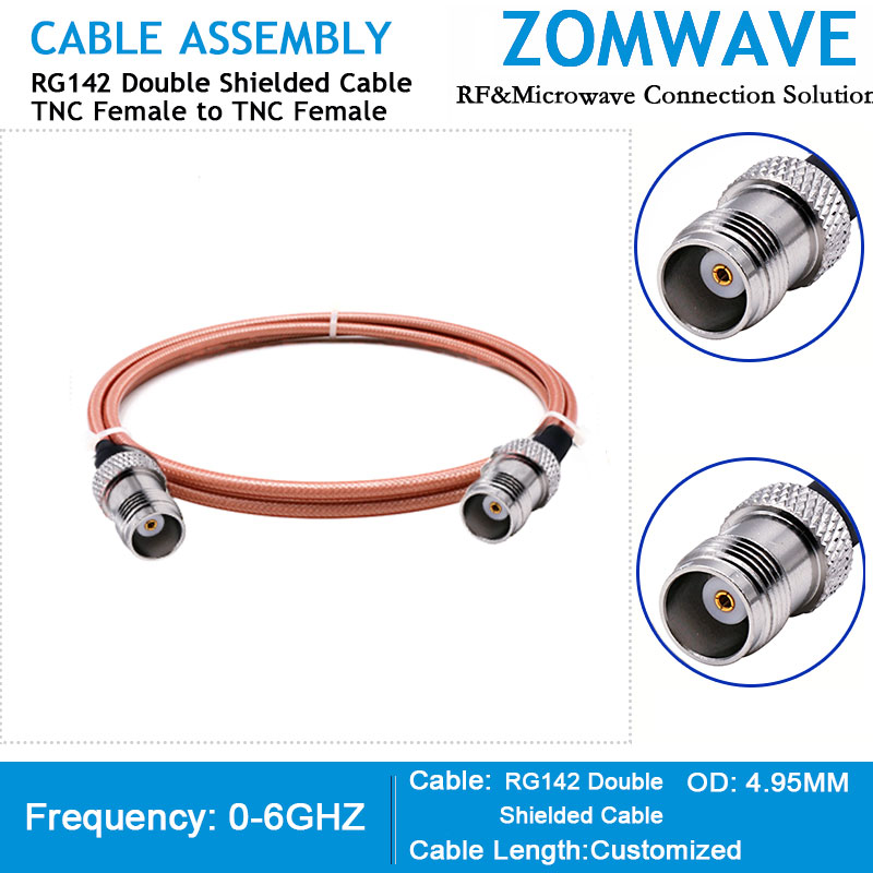 TNC Female to TNC Female, RG142 Double Shielded Cable, 6GHz