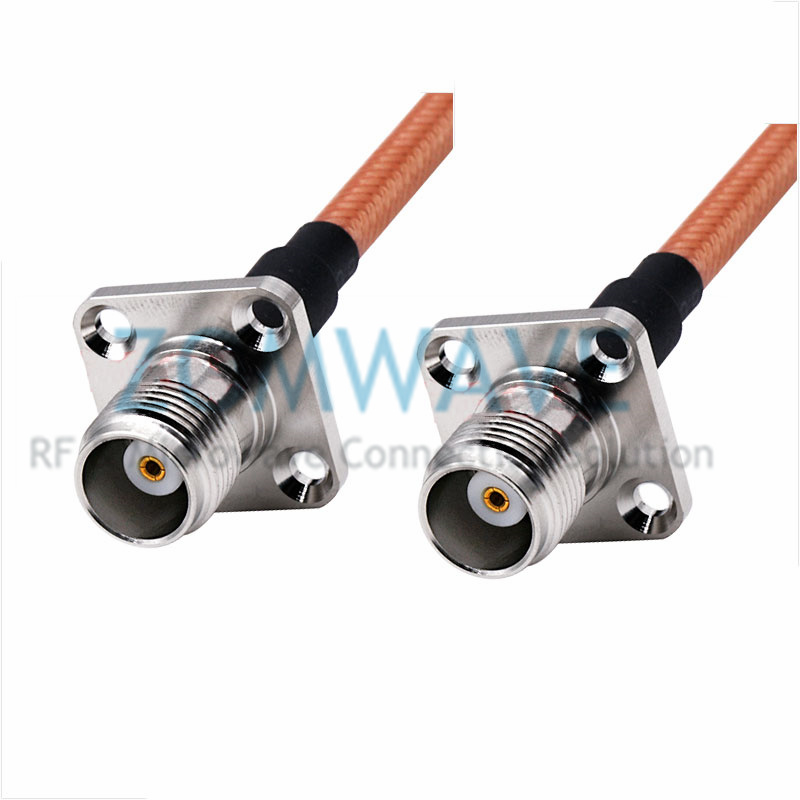 TNC(F) 4-hole Flange to TNC (F) 4-hole Flange,RG142 Double Shielded Cable, 6GHZ