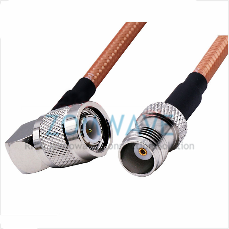 TNC Male Right Angle to TNC Female, RG142 Double Shielded Cable, 6GHz