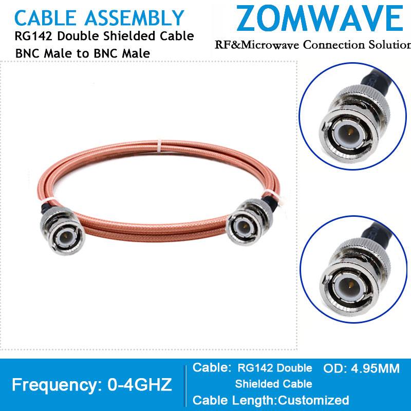 BNC Male to BNC Male, RG142 Double Shielded Cable, 4GHz