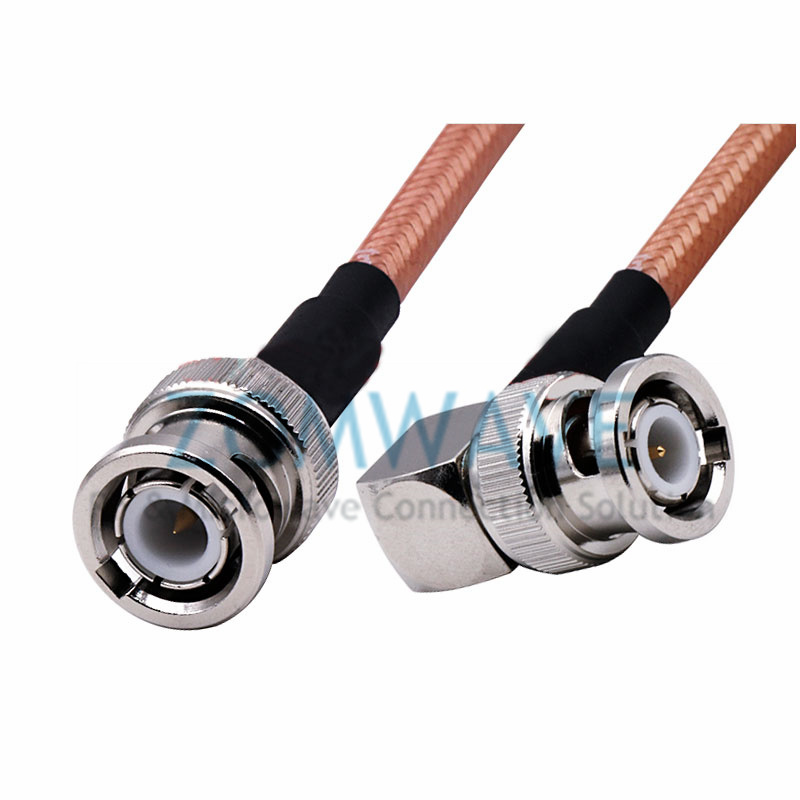 BNC Male to BNC Male Right Angle, RG142 Double Shielded Cable, 4GHz