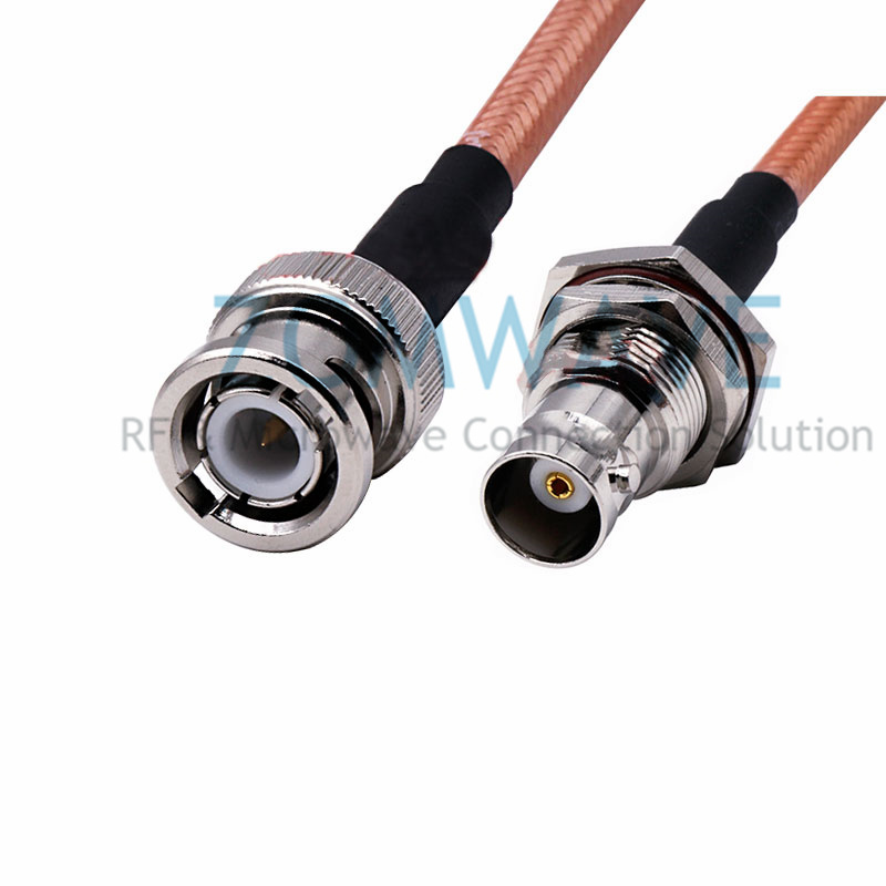 BNC Male to BNC Female Bulkhead, RG142 Double Shielded Cable, 4GHz