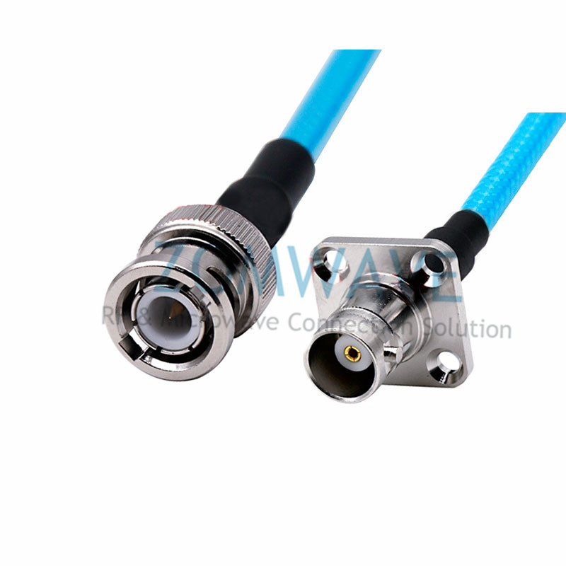 BNC Male to BNC Female 4-hole Flange,Super Flexible RG142DB PUR Jacket Cable,4GH