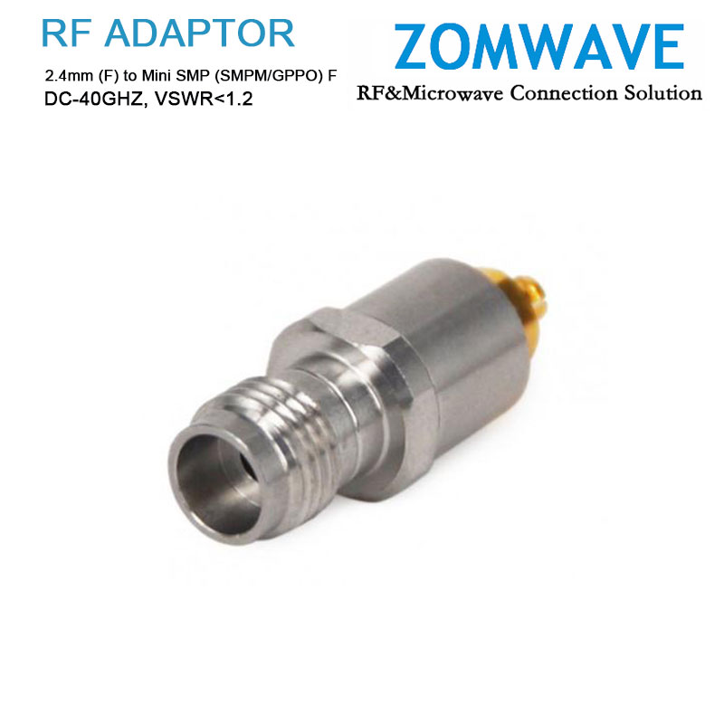 2.4mm Female to Mini SMP (SMPM/GPPO) Female Stainless Steel Adapter, 40GHz