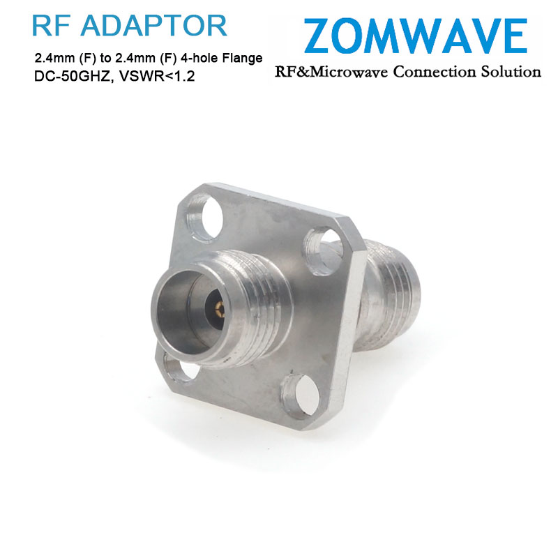 2.4mm Female to 2.4mm Female Stainless Steel Adapter, 4-hole Flange, 50GHz