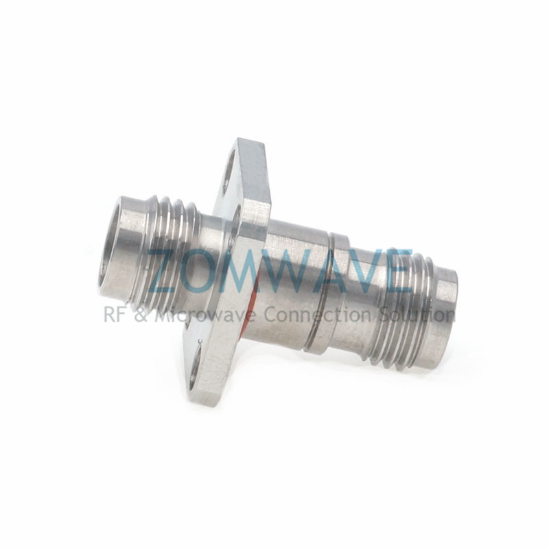 2.4mm Female to 2.4mm Female Stainless Steel Adapter, 4-hole Flange, 50GHz