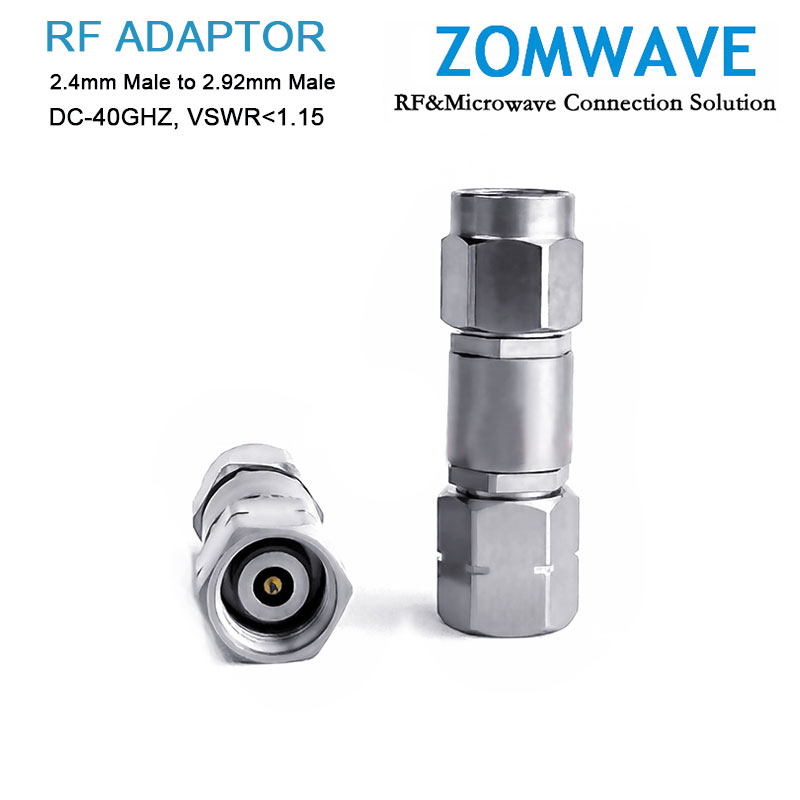 2.4mm Male to 2.92mm Male Stainless Steel Adapter, 40GHz