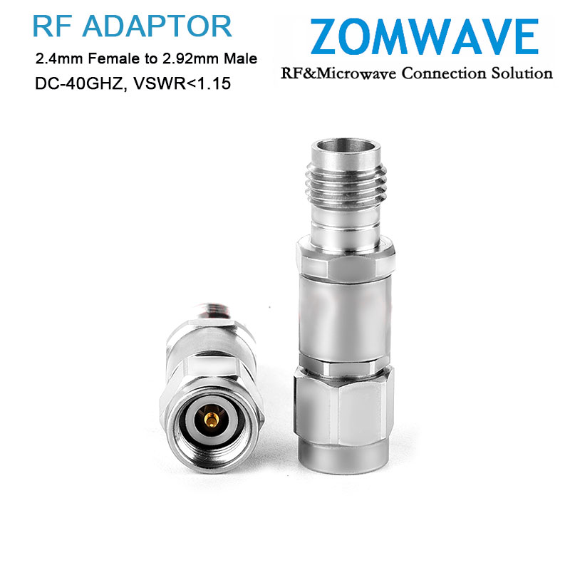 2.4mm Female to 2.92mm Male Stainless Steel Adapter, 40GHz