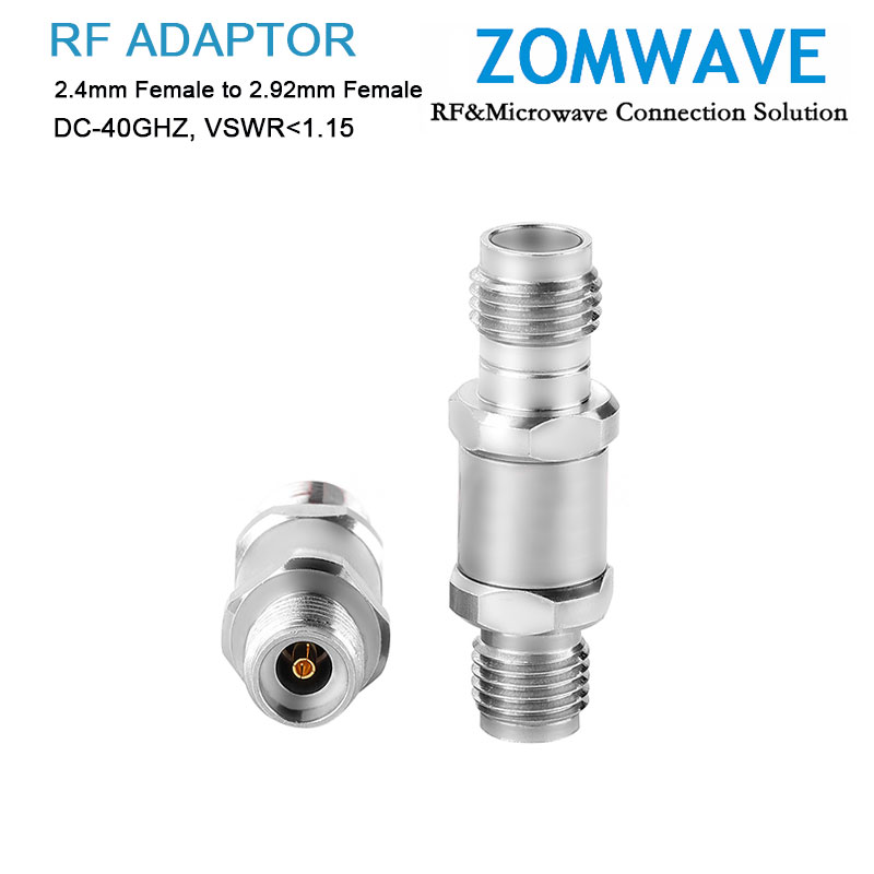 2.4mm Female to 2.92mm Female Stainless Steel Adapter, 40GHz