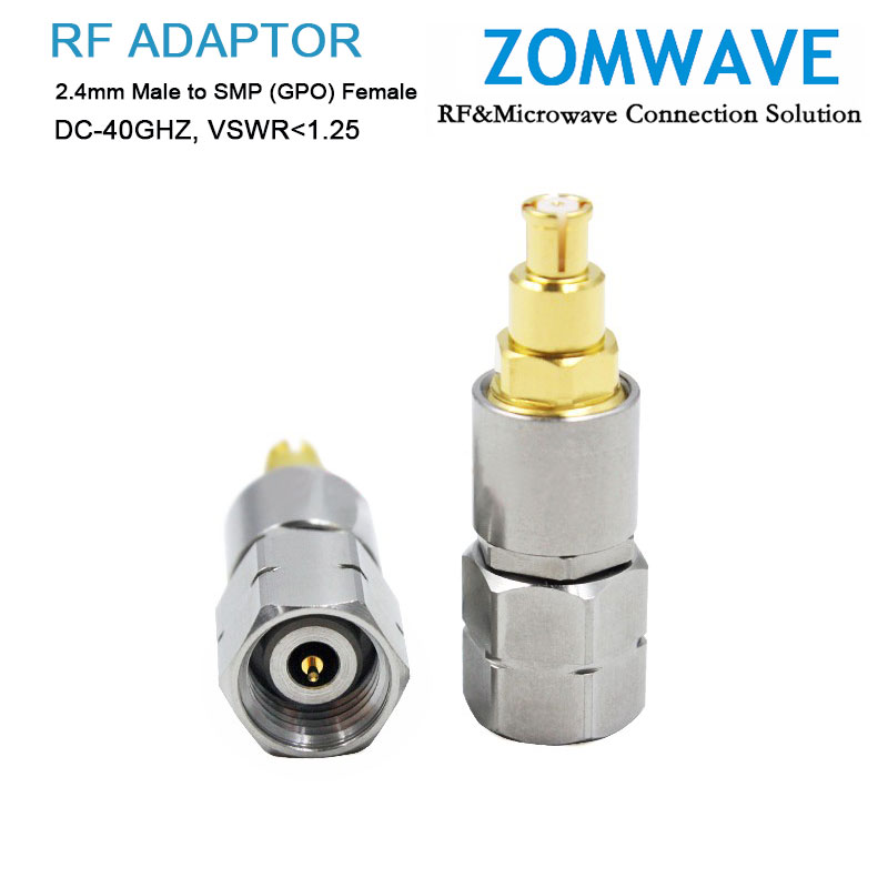 2.4mm Male to SMP (GPO) Female Stainless Steel Adapter, 40GHz