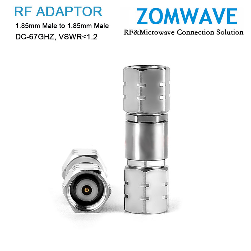 1.85mm Male to 1.85mm Male Stainless Steel Adapter, 67GHz